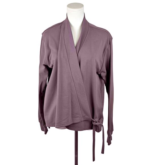 Athleta Women's MEDIUM Retroterry Wrap Sweatshirt Damask Mauve - Picture 2 of 9
